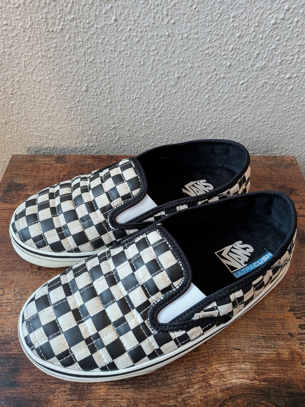 Vans Black and White Checkerboard Classic Slip-On Ultra Cush